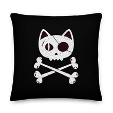 Load image into Gallery viewer, Pirate Cat Skull and Crossbones Premium Throw Pillow, Boat Pillow, Sailing Pillow