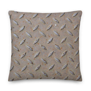 Diamond Steel Plate Design Premium Pillow, Shop Pillow, Man Cave Pillow, Industrial Pillow