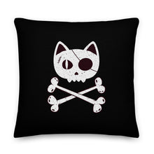 Load image into Gallery viewer, Pirate Cat Skull and Crossbones Premium Throw Pillow, Boat Pillow, Sailing Pillow