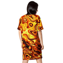 Load image into Gallery viewer, Abstract Art Liquid Gold T-shirt dress, Fashion T-Shirt, Gift For Her