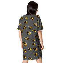 Load image into Gallery viewer, Poison Arrow Frog T-shirt dress, Black and Yellow Frog Print