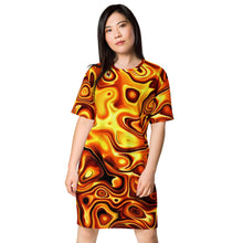 Load image into Gallery viewer, Abstract Art Liquid Gold T-shirt dress, Fashion T-Shirt, Gift For Her