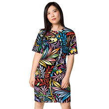 Load image into Gallery viewer, Abstract Floral Print T-shirt dress, T-Shirt Dresses, Fashion T-Shirt Dresses, Gift For Her