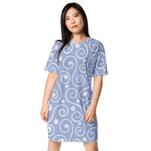 Load image into Gallery viewer, Blue Abstract Art T-shirt dress