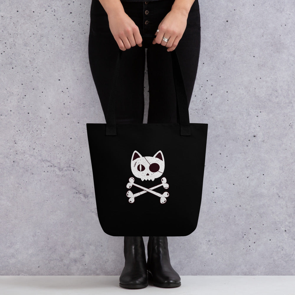 Pirate Cat Tote bag, Cat Skull and Crossbones Bag