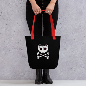 Pirate Cat Tote bag, Cat Skull and Crossbones Bag