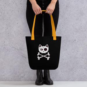 Pirate Cat Tote bag, Cat Skull and Crossbones Bag