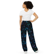 Load image into Gallery viewer, Blue Butterflies All-over print unisex wide-leg pants