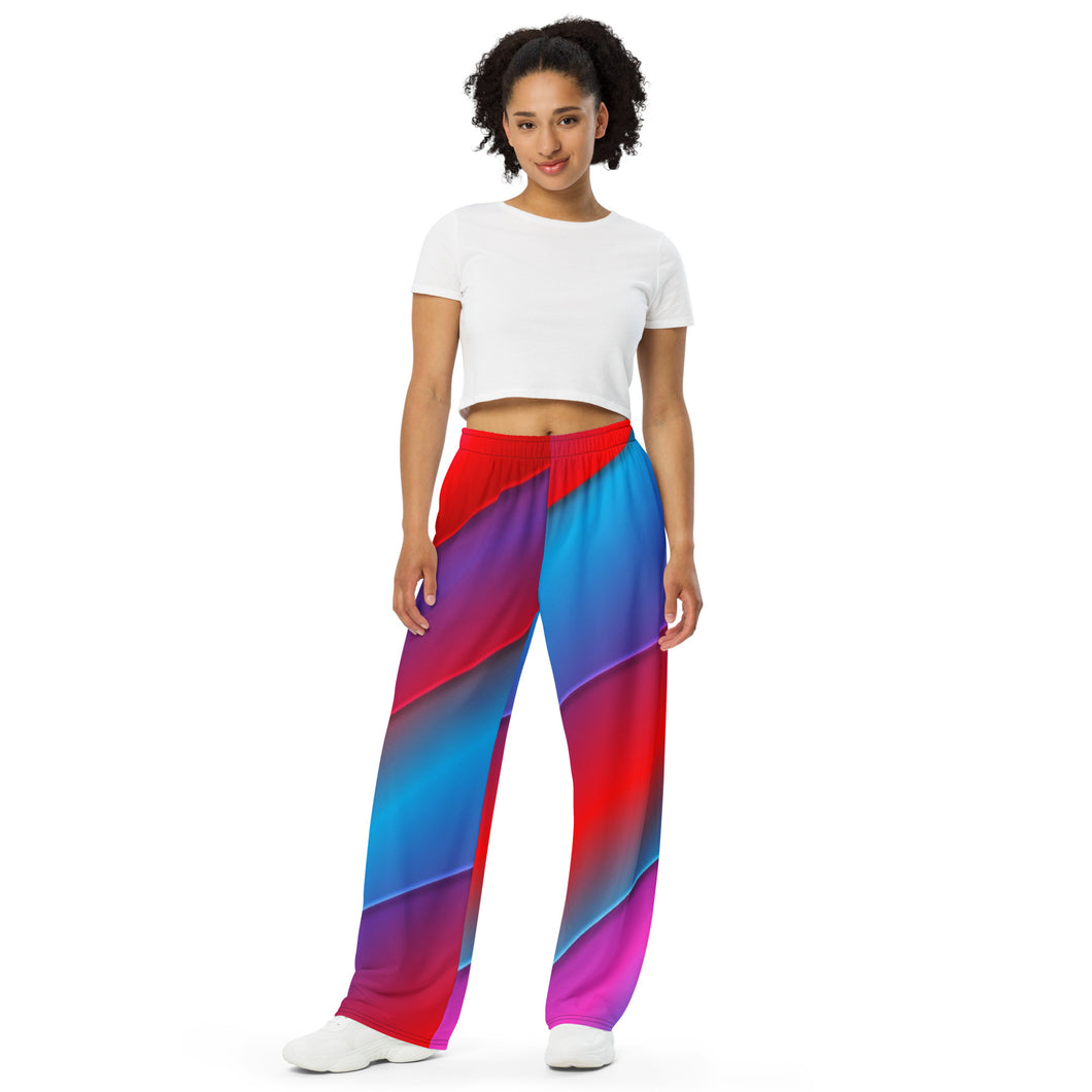 Candy Cane Stripes All-over print unisex wide-leg pants