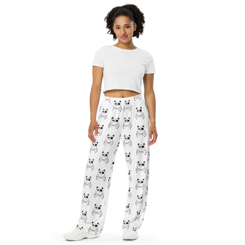 Pirate Cat Skull and Crossbones All-over print unisex wide-leg pants