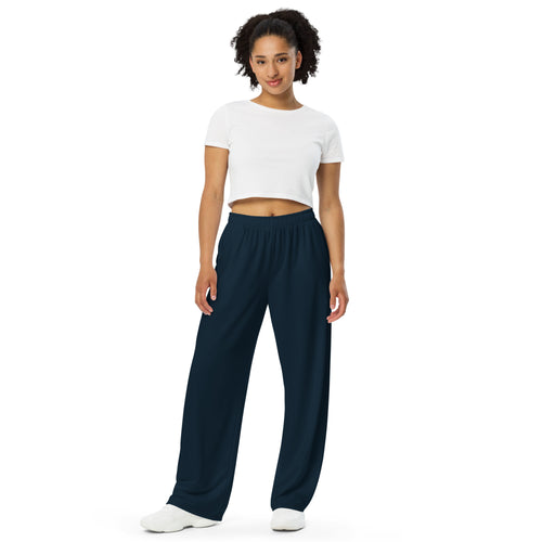 Blue unisex wide-leg pants