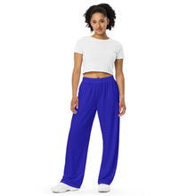 Load image into Gallery viewer, Royal Blue All-over print unisex wide-leg pants, Blue Unisex Baggy Casual Pants