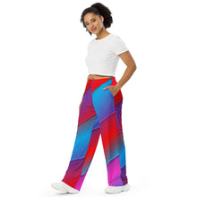 Load image into Gallery viewer, Candy Cane Stripes All-over print unisex wide-leg pants