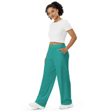 Load image into Gallery viewer, Margarita Teal unisex wide-leg pants, Aqua Blue Unisex Pants