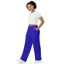 Load image into Gallery viewer, Royal Blue All-over print unisex wide-leg pants, Blue Unisex Baggy Casual Pants