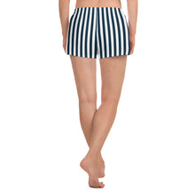 Load image into Gallery viewer, Blue and White Nautical Stripes Women&#39;s Athletic Short Shorts