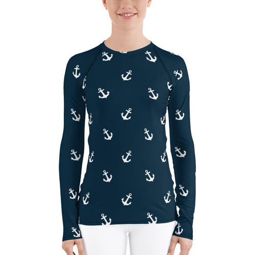 Blue Nautical Themed Women's Rash Guard