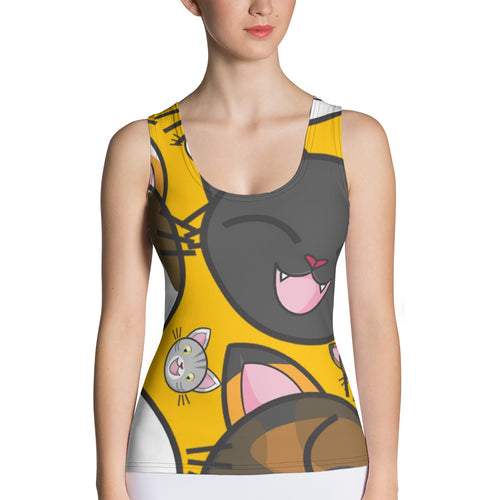 Cartoon Kitty Cat Design Tank Top