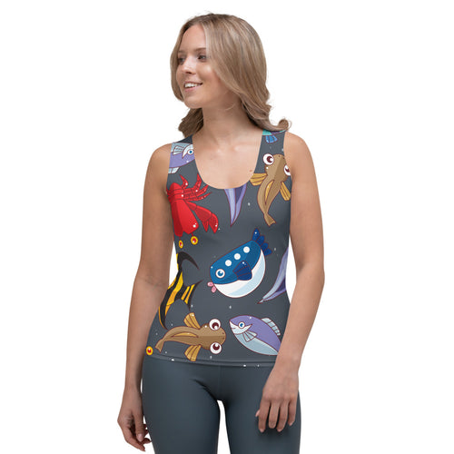 Cartoon Sea Life Design Sublimation Cut & Sew Tank Top