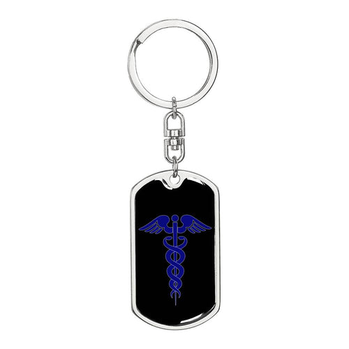 Caduceus Medical Symbol Keychain, Gift For Nurse, Gift For Doctor, Medical Profession Keychain