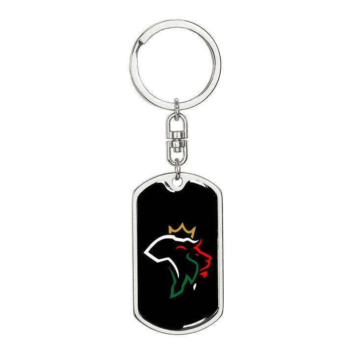Shineon Fulfillment Black Pride Keychain, Inspirational Keychain, King of The Jungle Keyring Dog Tag with Swivel Keychain (Steel) / No