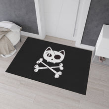 Load image into Gallery viewer, Black Heavy Duty Floor Mat  featuring Pirate Cat Skull and Crossbones, Pirate Flag Deck Mat