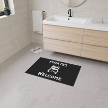 Load image into Gallery viewer, Black Heavy Duty Floor Mat, Pirate Cat Skull and Crossbones Flag Door Mat