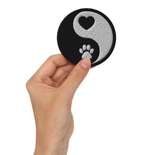 Paw and Heart Ying and Yang Embroidered patches, Dog Lover's Patch