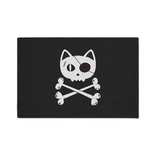 Load image into Gallery viewer, Black Heavy Duty Floor Mat  featuring Pirate Cat Skull and Crossbones, Pirate Flag Deck Mat