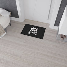 Load image into Gallery viewer, Black Heavy Duty Floor Mat  featuring Pirate Cat Skull and Crossbones, Pirate Flag Deck Mat