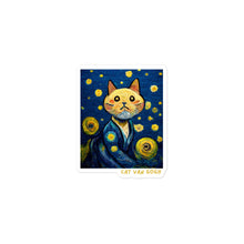 Load image into Gallery viewer, Funny Cat Bubble-free stickers, Cat Van Gogh Starry Night Sticker, Artist&#39;s Sticker