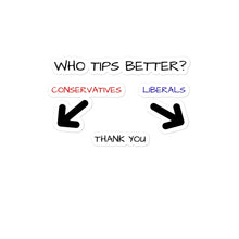 Load image into Gallery viewer, Funny Tip Jar Sign Bubble-free stickers, Who Tips Better Conservatives or Liberals?