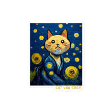 Load image into Gallery viewer, Funny Cat Bubble-free stickers, Cat Van Gogh Starry Night Sticker, Artist&#39;s Sticker
