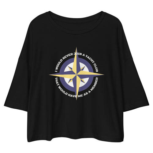 Funny Nautical Compass Loose drop shoulder crop top, Gift For Sailor, Boating Shirt