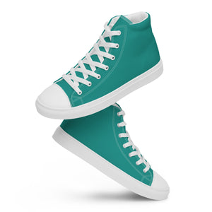 Aqua Blue Men’s high top canvas shoes, Margarita Drinking Shoes