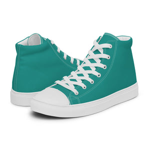 Aqua Blue Men’s high top canvas shoes, Margarita Drinking Shoes