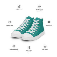 Load image into Gallery viewer, Aqua Blue Men’s high top canvas shoes, Margarita Drinking Shoes