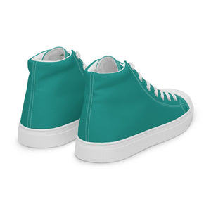 Aqua Blue Men’s high top canvas shoes, Margarita Drinking Shoes