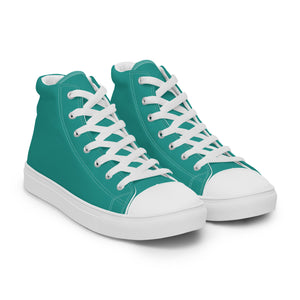 Aqua Blue Men’s high top canvas shoes, Margarita Drinking Shoes