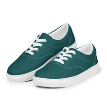 Load image into Gallery viewer, Men’s Smoke Green lace-up canvas shoes, Men&#39;s Dark Green Canvas Shoes