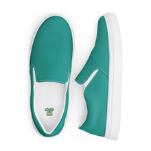 Load image into Gallery viewer, Teal Men’s slip-on canvas shoes, Aqua Blue Men&#39;s Shoes