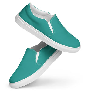 Teal Men’s slip-on canvas shoes, Aqua Blue Men's Shoes