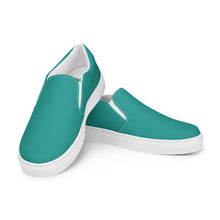 Load image into Gallery viewer, Teal Men’s slip-on canvas shoes, Aqua Blue Men&#39;s Shoes