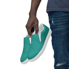 Load image into Gallery viewer, Teal Men’s slip-on canvas shoes, Aqua Blue Men&#39;s Shoes