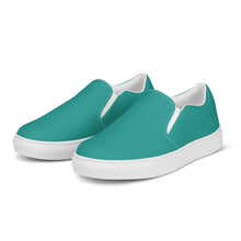 Load image into Gallery viewer, Teal Men’s slip-on canvas shoes, Aqua Blue Men&#39;s Shoes