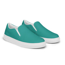 Load image into Gallery viewer, Teal Men’s slip-on canvas shoes, Aqua Blue Men&#39;s Shoes