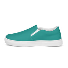 Load image into Gallery viewer, Teal Men’s slip-on canvas shoes, Aqua Blue Men&#39;s Shoes