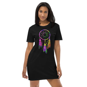 Dream Catcher Print Organic cotton t-shirt dress, Gift For Her, Summer Casual