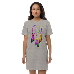 Dream Catcher Print Organic cotton t-shirt dress, Gift For Her, Summer Casual