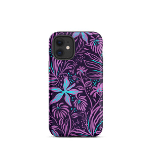 Purple Floral Design Tough iPhone case, Ocean Flowers Phone Case